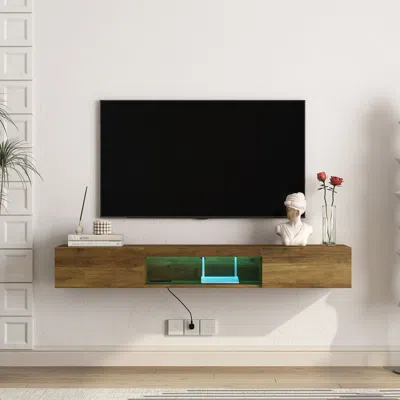 Streamdale Furniture Streamdale Floating Tv Stand With Led Lights & Outlet