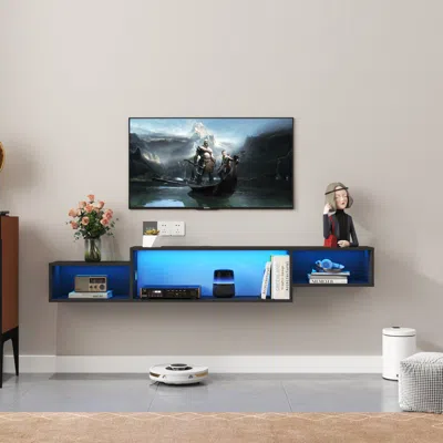 Streamdale Furniture Streamdale Floating Tv Stand With Leds And Charging