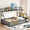 Streamdale Furniture Streamdale Floor Bed Frame With Fence, Desk, Storage