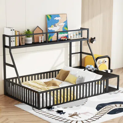 Streamdale Furniture Streamdale Floor Bed Frame With Fence, Desk, Storage