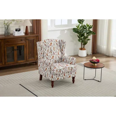Streamdale Furniture Streamdale Floral Accent Chair - Yellow In White