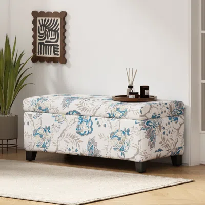 Streamdale Furniture Streamdale Floral Ottoman With Soft-close, Storage & Footrest