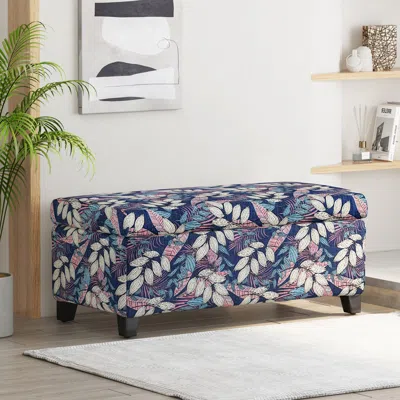 Streamdale Furniture Streamdale Floral Ottoman With Soft-close, Storage & Footrest