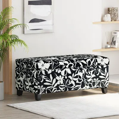 Streamdale Furniture Streamdale Floral Ottoman With Soft-close, Storage & Footrest