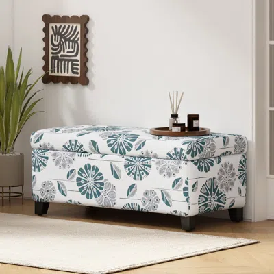 Streamdale Furniture Streamdale Floral Ottoman With Soft-close, Storage & Footrest