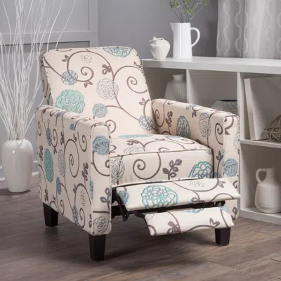 Streamdale Furniture Streamdale Floral Print Push Back Chair For Elegant Home Décor