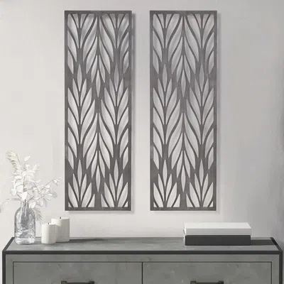 Streamdale Furniture Streamdale Florian Grey Laser Cut Wood 2-piece Panel Wall Decor Set