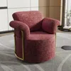 Streamdale Furniture Streamdale Fluffy Barrel Accent Chair With Gold Legs (red/brown)
