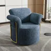 Streamdale Furniture Streamdale Fluffy Blue Barrel Accent Chair With Gold Legs