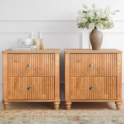 Streamdale Furniture Streamdale Fluted 3-drawer Nightstand Set Mid-century Modern Wood Side Tables