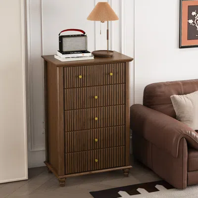 Streamdale Furniture Streamdale Fluted 5-drawer Dresser - Walnut