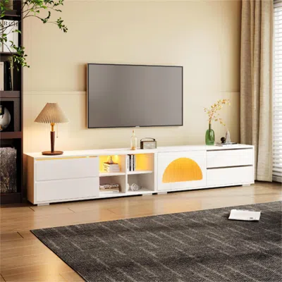 Streamdale Furniture Streamdale Fluted Glass Tv Stand With Led Backlight