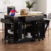 Streamdale Furniture Streamdale Fluted Kitchen Island Cart: Trash Storage, Power, Drawers