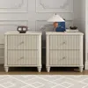 Streamdale Furniture Streamdale Fluted Nightstand Set - Mid Century Modern Beige