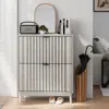 Streamdale Furniture Streamdale Fluted Shoe Cabinet With Flip Drawers For Entryway