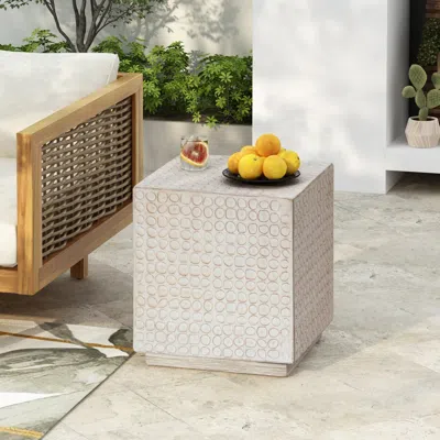 Streamdale Furniture Streamdale Fluted Side Table - Durable Mgo, Versatile Design