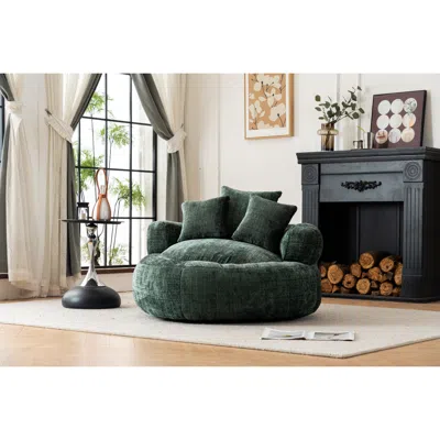 Streamdale Furniture Streamdale Foam Bean Bag Chair - Soft Chenille Cover - Indoor/outdoor (green)