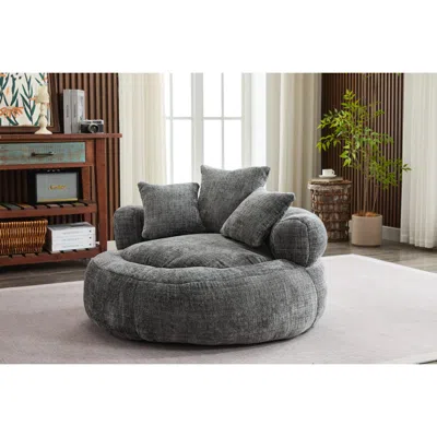 Streamdale Furniture Streamdale Foam Bean Bag Chair - Soft Chenille Cover (grey)
