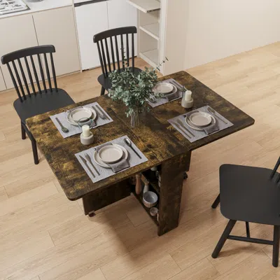 Streamdale Furniture Streamdale Foldable Brown Table For Small Spaces