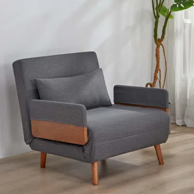 Streamdale Furniture Streamdale Foldable Linen Sofa Bed - Single, Adjustable Back, Space-saving Sleeper In Gray