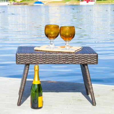 Streamdale Furniture Streamdale Foldable Rattan Snack Table: Lap Comfort, Outdoor Style