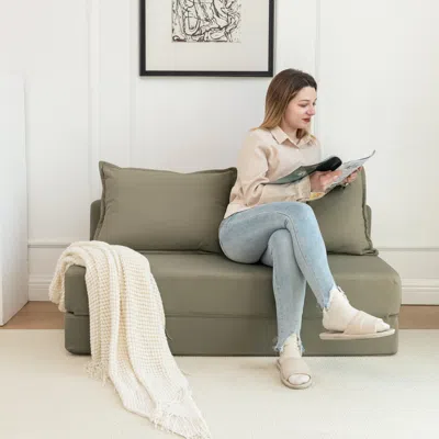 Streamdale Furniture Streamdale Foldable Sofa Bed Sleeper Lounge Chair With Pillow, Twin In Brown