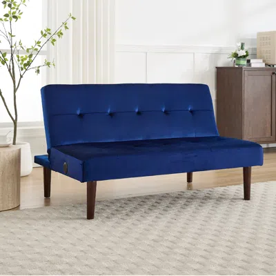 Streamdale Furniture Streamdale Foldable Sofa Bed With Charging Port - Blue