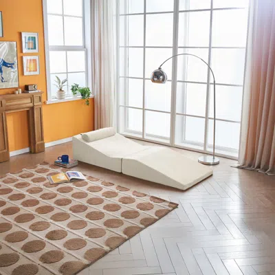 Streamdale Furniture Streamdale Foldable Sponge Sofa Bed: Portable Lounger For Living Room & Bedroom In White