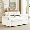 Streamdale Furniture Streamdale Foldable Velvet Sofa Bed With Usb Desk (beige)