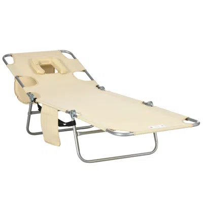 Streamdale Furniture Streamdale Folding Beach Lounge Chair With Face Hole And Arm Slots