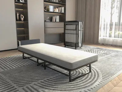 Streamdale Furniture Streamdale Folding Bed Frame With Foam Mattress And Castors