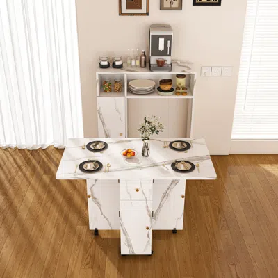 Streamdale Furniture Streamdale Folding Dining Table W/ Wall-mounted Storage (white)