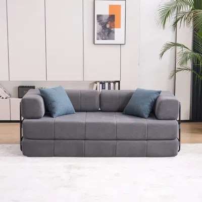 Streamdale Furniture Streamdale Folding Sofa Bed 78.5" Convertible Couch With Pillows In Gray