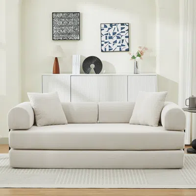 Streamdale Furniture Streamdale Folding Sofa Bed 78.5" Convertible Couch With Pillows In White