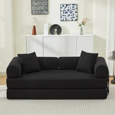 Streamdale Furniture Streamdale Folding Sofa Bed 78.5" Convertible Couch With Pillows In Black