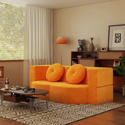 Streamdale Furniture Streamdale Folding Sofa Bed With Pillow, Twin Sleeper Sofa, Yellow