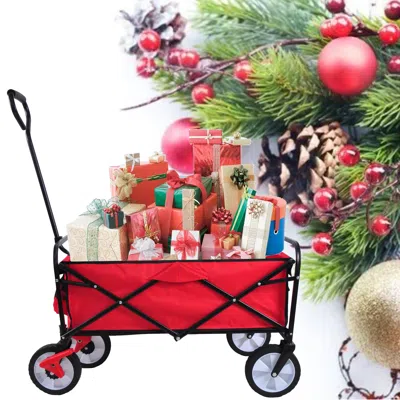 Streamdale Furniture Streamdale Folding Wagon Garden Shopping Beach Cart (red)