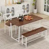 Streamdale Furniture Streamdale Four-piece Set Table And Chair With Backrest, Industrial Style, Solid Structure