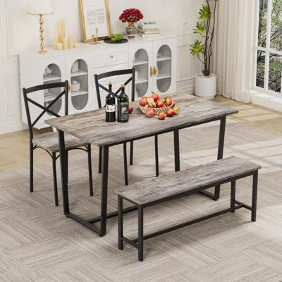 Streamdale Furniture Streamdale Four-piece Set Table And Chair With Backrest, Industrial Style, Solid Structure