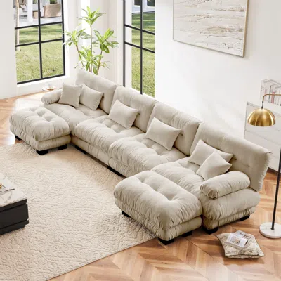 Streamdale Furniture Streamdale Free Combination Modular Sectional Sofa, U Shaped Couch, 4-seater Comfy Cloud Couch