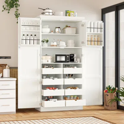Streamdale Furniture Streamdale Freestanding Kitchen Pantry Cabinet, 35.5x17.6x70.9", White