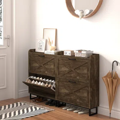 Streamdale Furniture Streamdale Freestanding Shoe Cabinet With Flip Drawers