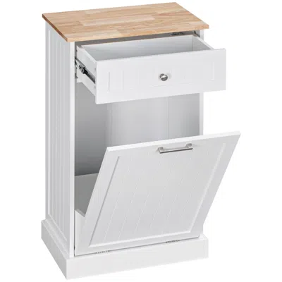 Streamdale Furniture Streamdale Freestanding Tilt-out Trash Cabinet With Drawer, White