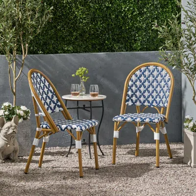 Streamdale Furniture Streamdale French Cafe Style Aluminum & Rattan Outdoor Chair Set