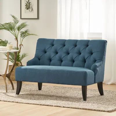 Streamdale Furniture Streamdale French-inspired Tufted Settee - Dark Brown Legs