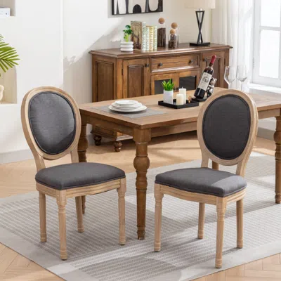 Streamdale Furniture Streamdale French Style Dark Gray Dining Chairs (set Of 2)