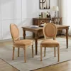 Streamdale Furniture Streamdale French Style Linen Dining Chairs, Set Of 2, Tan