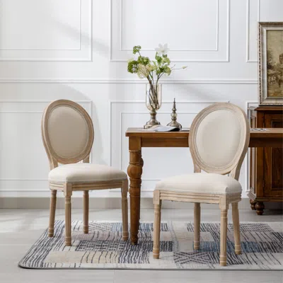 Streamdale Furniture Streamdale French Style Solid Wood Frame Antique Painting Linen Fabric Oval