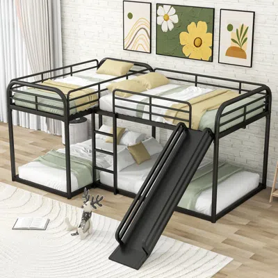 Streamdale Furniture Streamdale Full And Twin Size L-shaped Bunk Bed With Slide And Short Ladder