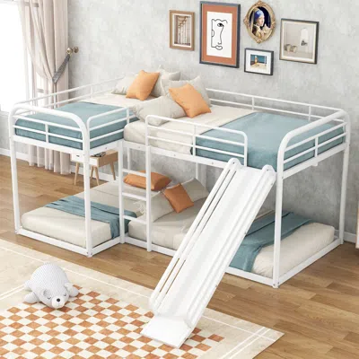 Streamdale Furniture Streamdale Full And Twin Size L-shaped Bunk Bed With Slide And Short Ladder